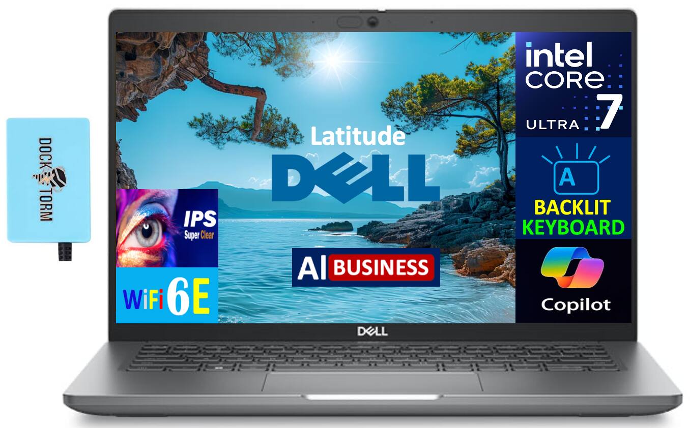 Dell - Latitude Laptop 14.0 FHD (Intel Ultra 7 165U , 32GB DDR5, 2TB M.2 PCIe SSD, Win 11 Pro) w/USB Hub - Silver