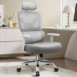 Brick Attic - Ergonomic Office Chairs with Lumbar Support, Breathable Mesh Desk Chair with Thickened Cushion Comfy for Home Office - Gray
