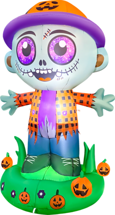 GOOSH Inflatables - GOOSH 5.2FT Inflatable Zombie with Pumpkin Hat – Light-Up Halloween Yard Decoration - Green