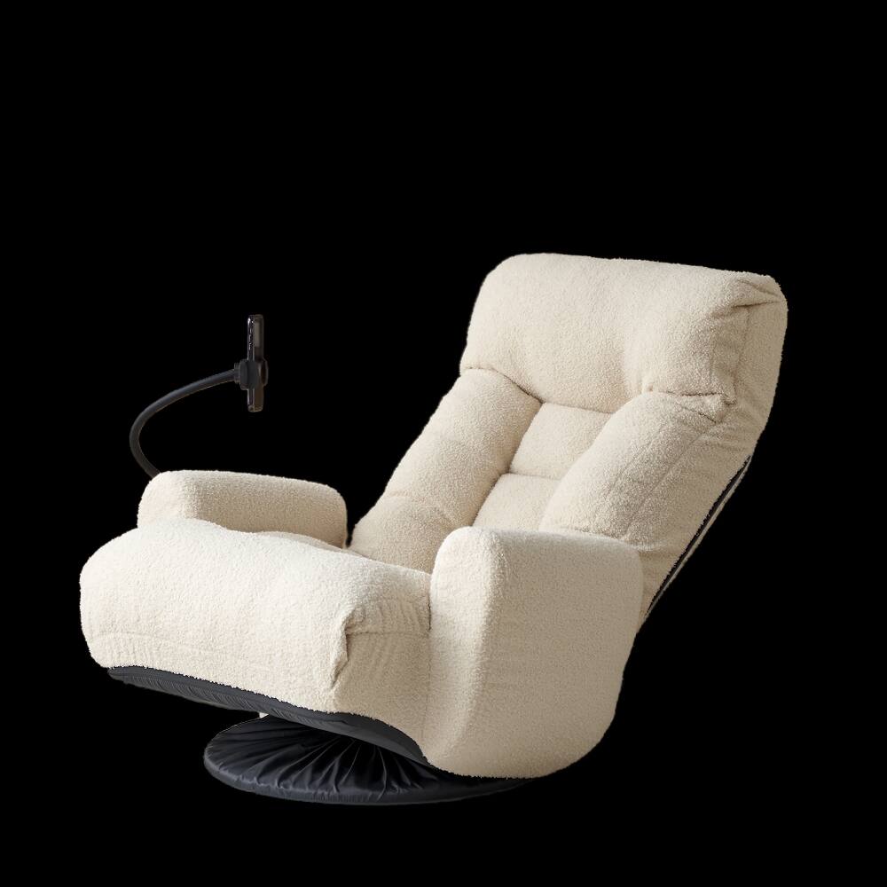 Alt View 3. Loheer - Loheer Adjustable Lounge Chair 360 Degree Rotatable Lazy Sofa Chair with Phone Holder for Living Room Gaming White - White.