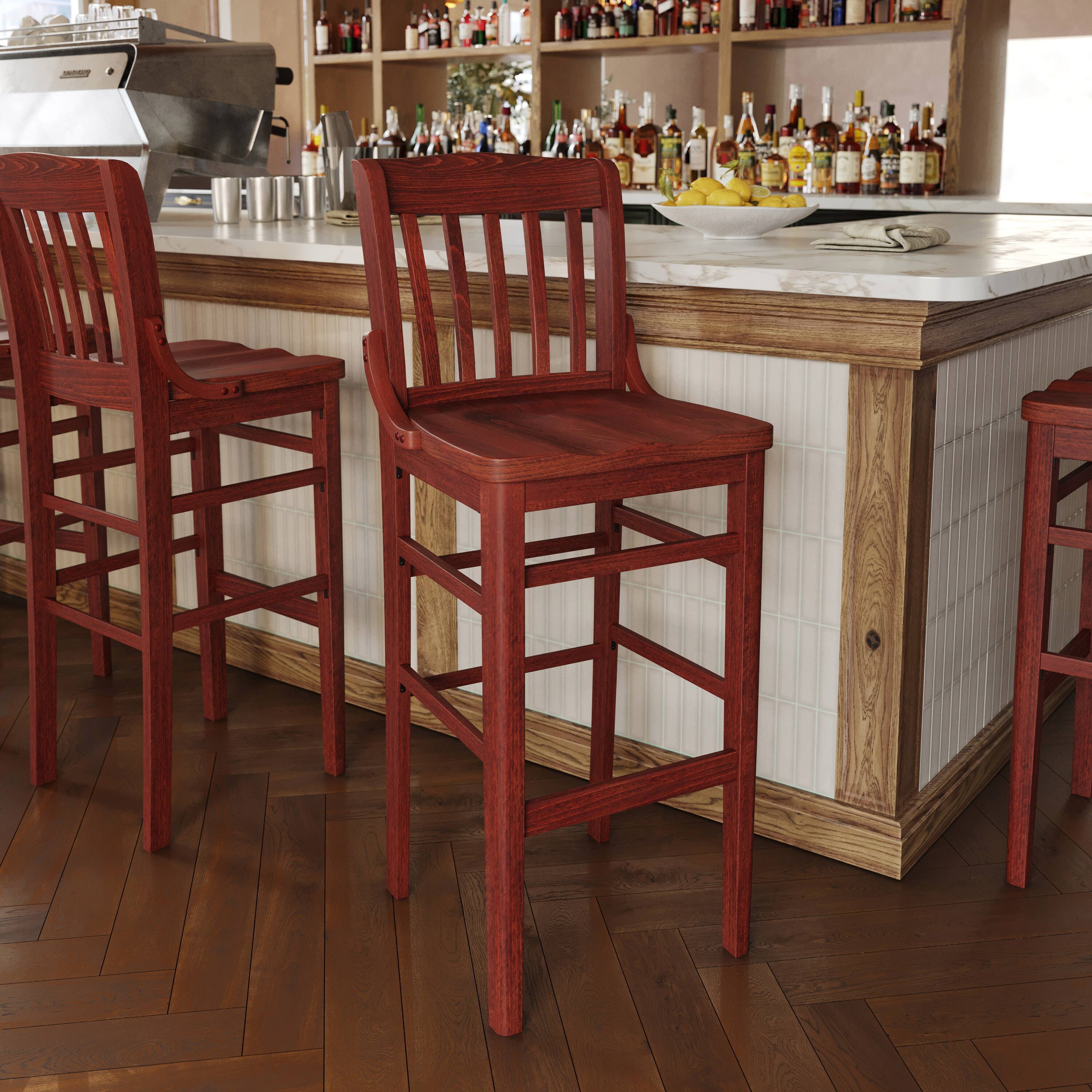 Alt View 1. Flash Furniture - HERCULES Series School House Back Mahogany Wood Restaurant Barstool - Brown.