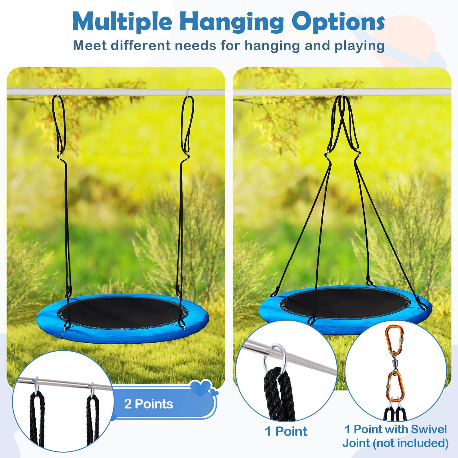 Multiple Hanging Options  
Meet different needs for hanging and playing  

2 Points  
1 Point  
1 Point with Swivel Joint (not included)