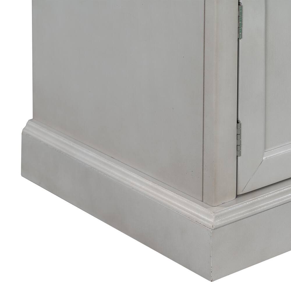 Alt View 4. Ropilly - Ropilly Gray Wash Storage Bench with Cushion, Entryway Shoe Bench with Drawers and Cabinets, Wooden Mudroom Seating - Gray Wash.