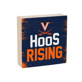 Evergreen Enterprises - Virginia Cavaliers 6" Square Fan Chant Wood Block Shelf Sign - Multicolor