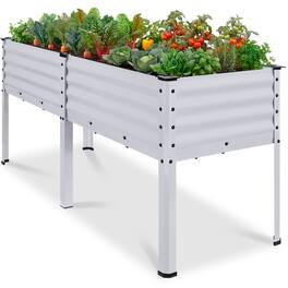 Best Choice Products - 72x24x30in Non Toxic Elevated Galvanized Metal Garden Bed Corner Protectors - Moonlight Gray
