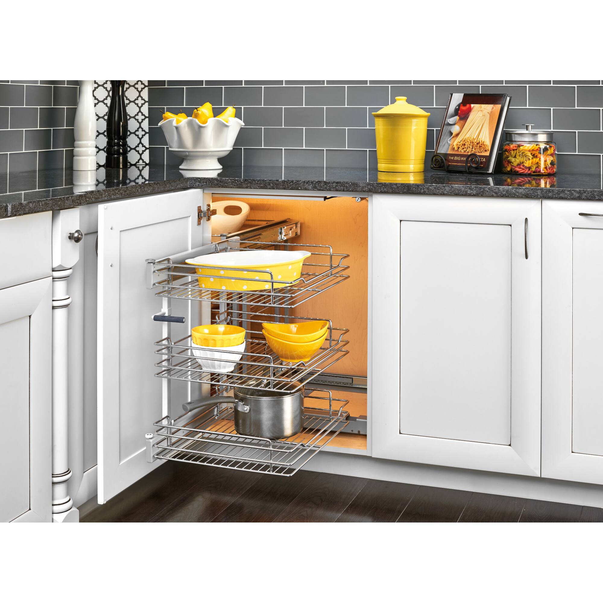 Alt View 7. Rev-A-Shelf - Rev-A-Shelf Pullout Corner Cabinet Organizer w/ Soft-close Three-Tier, 5PSP3-18SC-CR - Silver.