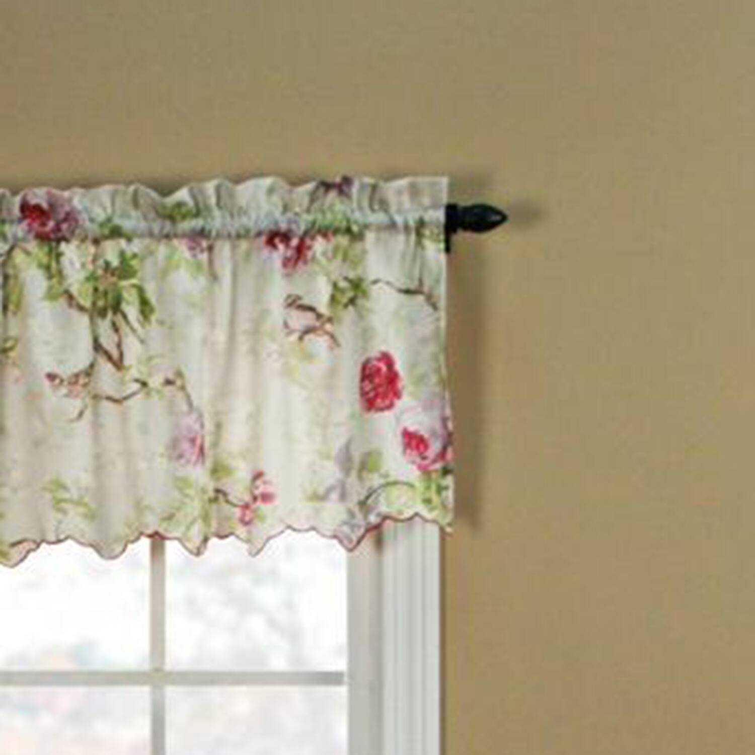Angle. Ellis Curtain - Ellis Curtain Balmoral High Quality Room Darkening Solid Color floral print fabric Window Valance - 48 x15" Lilac - Lilac.