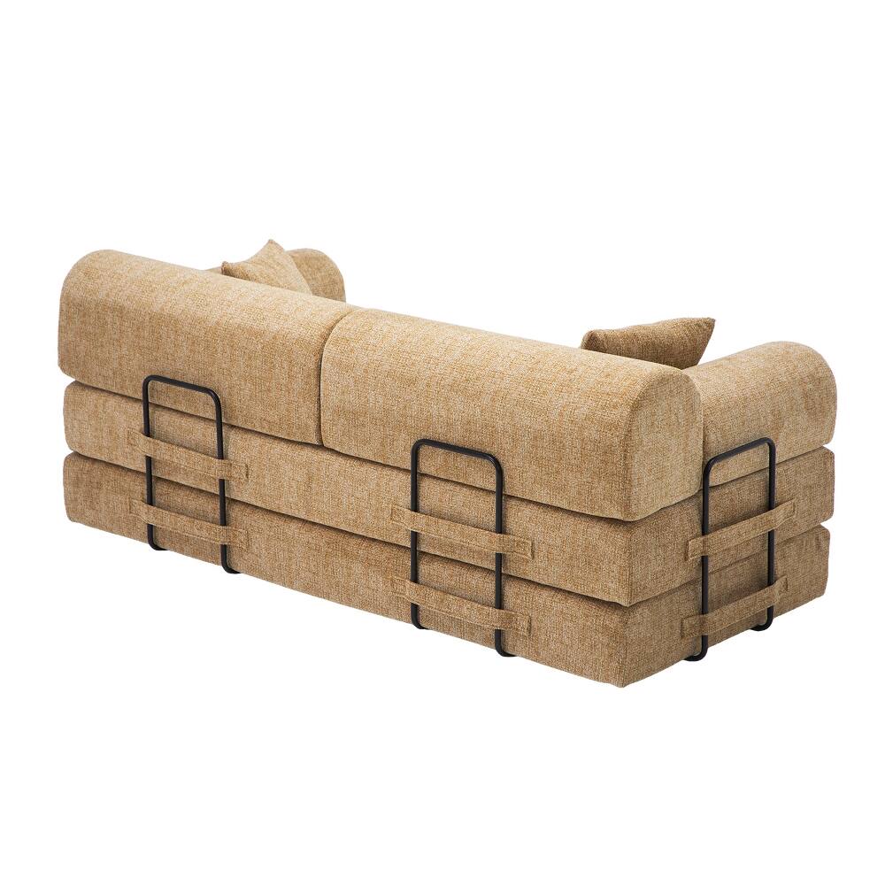 Alt View 1. Loheer - Loheer Convertible Sleeper Sofa Bed 4-in-1 Boucle Floor Couch Folding Mattress Sofa for Small Space Ochre - Ochre.