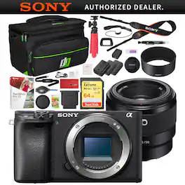 Sony - a6400 Mirrorless 4K Camera Body ILCE-6400/B + 50mm F1.8 Prime Lens Kit Bundle