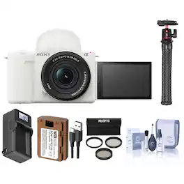 Bundle - Sony - Alpha ZV-E10 II Mirrorless Camera with E PZ 16-50mm f/3.5-5.6 OSS II Lens, White, with Extra Battery,