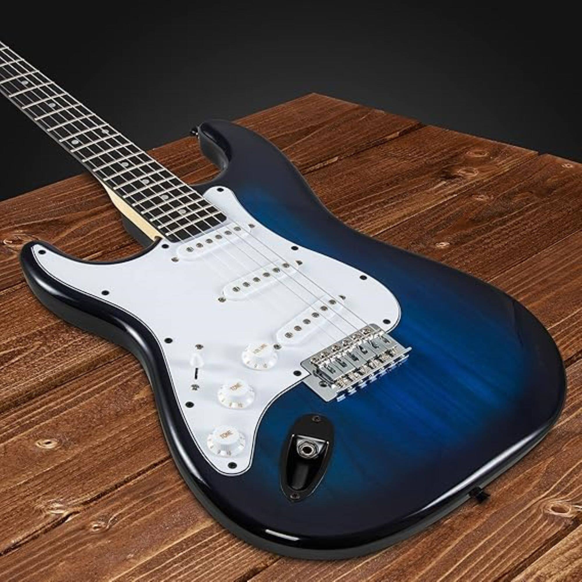 Alt View 3. Lyxpro - 39" Left-Hand Electric Guitar Kit – Guitar, Amp, Picks, Cable & Guide – Solid Body. - Black.