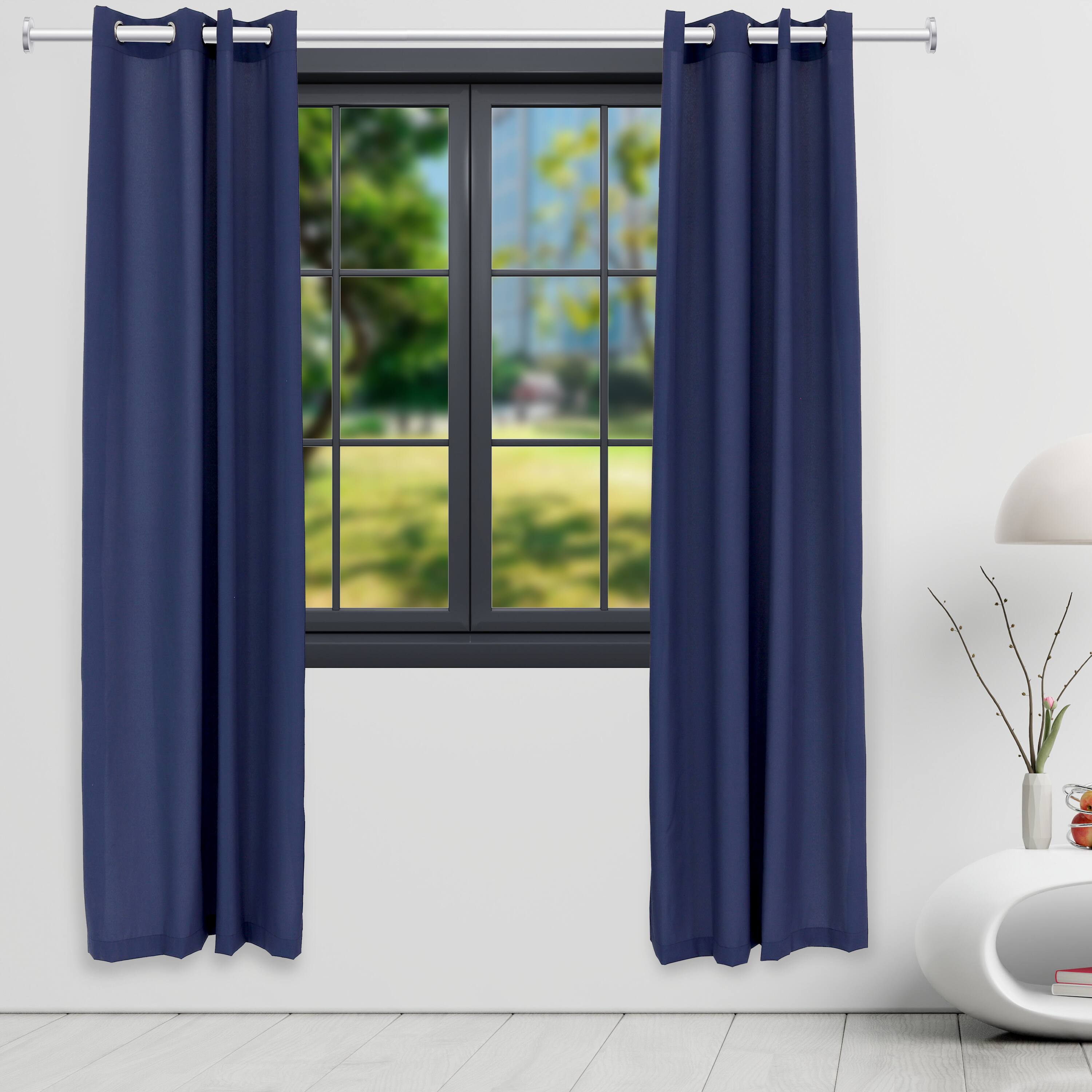 Alt View 8. Sunnydaze - Modern Outdoor Curtain Panel - 52 in x 96 in - Set of 2 - Blue.