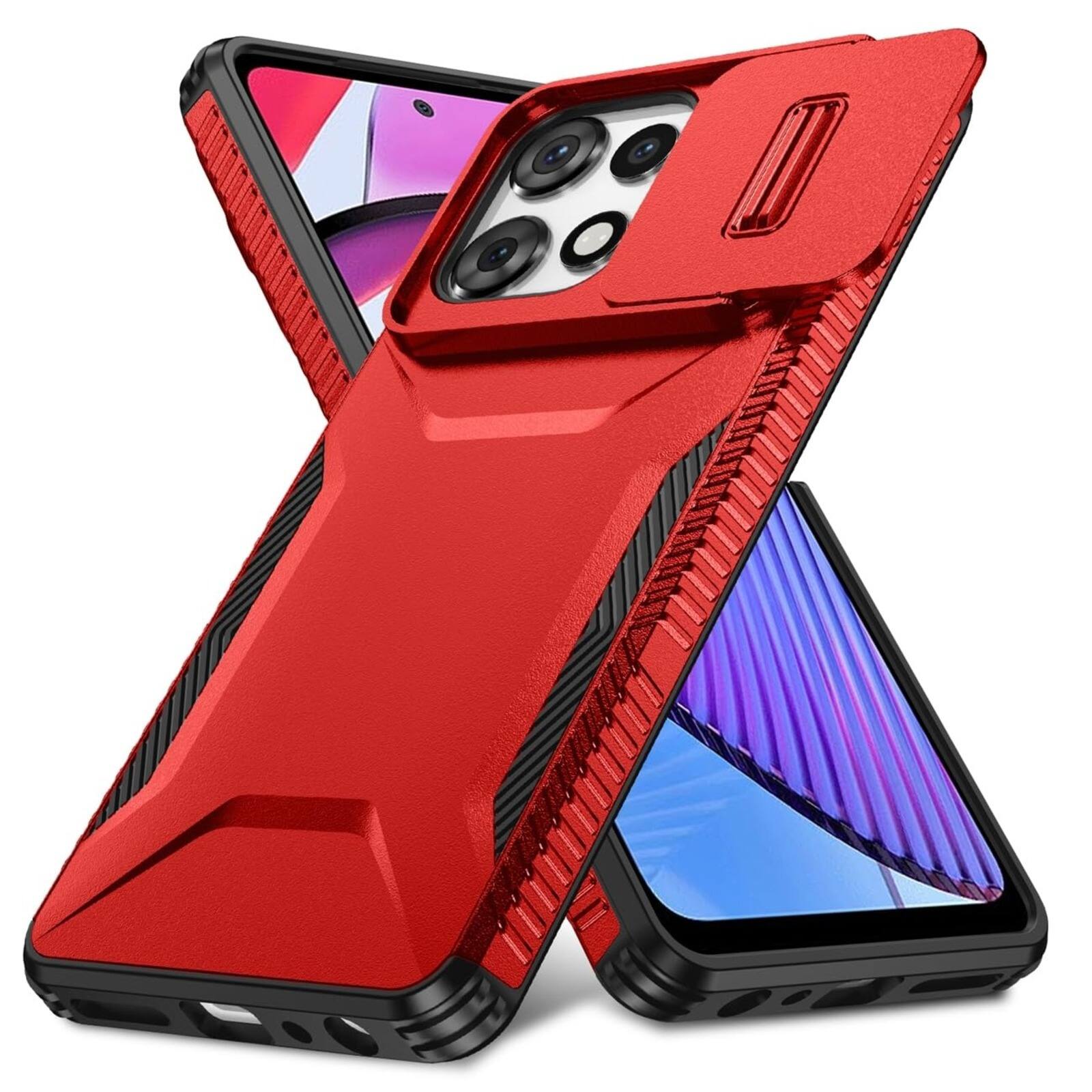 Angle. UUCOVER - For Motorola Moto G Power/Moto G Play (2025/2026) Dual Layer Case with Sliding Camera Lens Cover, Drop Protection Shell - Red.