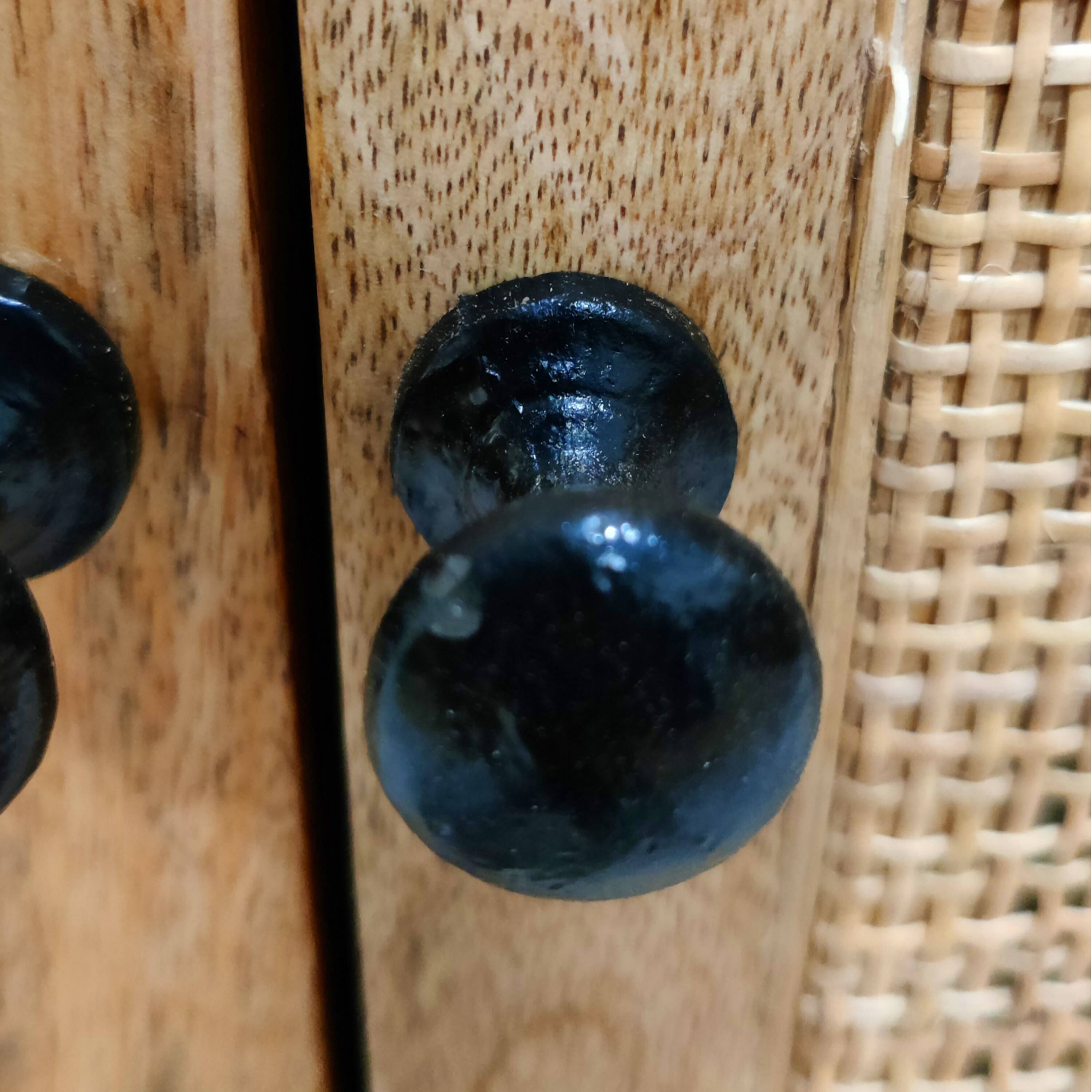 Alt View 5. Manhattan Lane - 35 Inch Handcrafted Accent Cabinet with 2 Mesh Rattan Doors - Brown, Black.