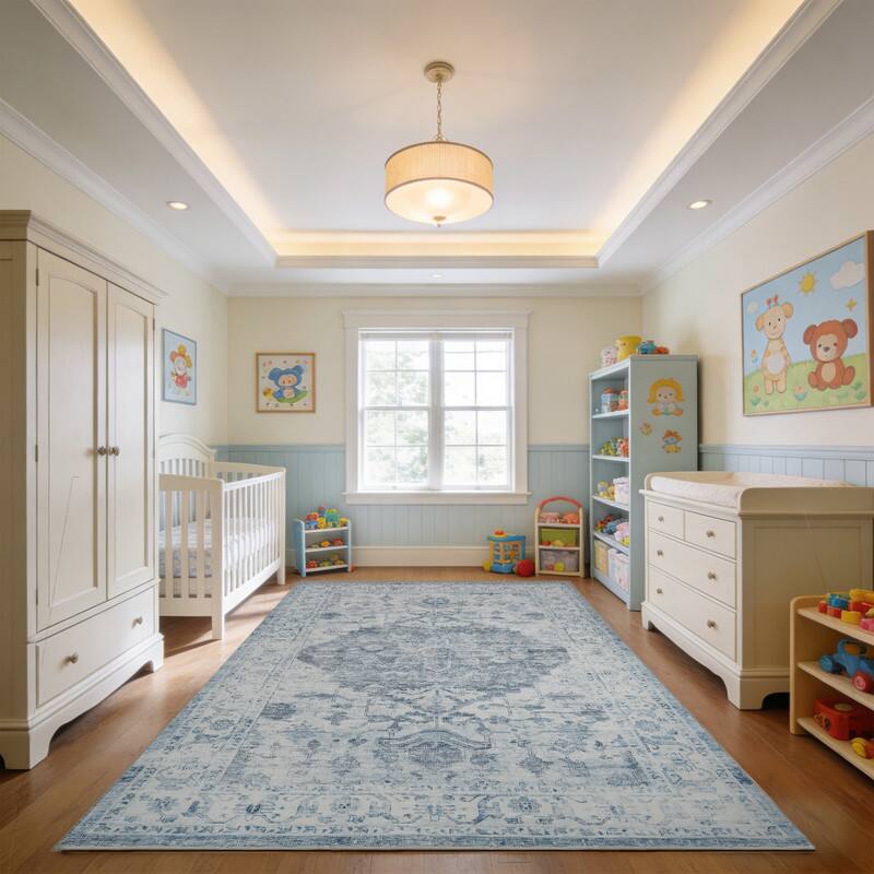 Alt View 1. RYHNUYNE - 8x10 Area Rugs Living Room Rug Washable Vintage Boho Rug No Slip Stain Resistant Soft Carpet Indoor Floor Floral Carpets - Painting.