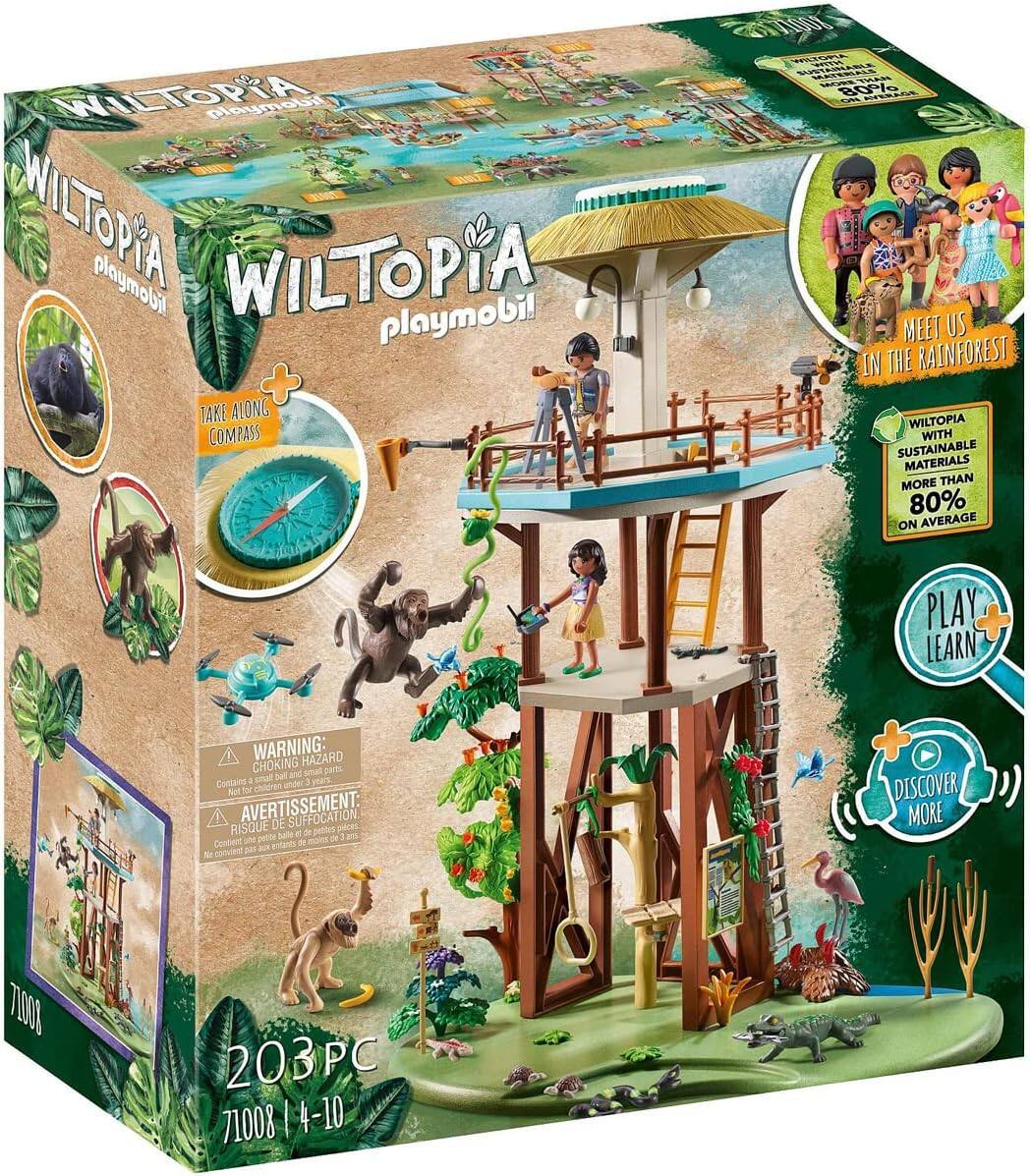 WILTOPIA playmobil  
WILTOPIA playmobil  
WILTOPIA playmobi!  
TAKE ALONG COMPASS  

WILTOPIA HTTVV SUSTAINABLE HANT BROM 80% ON AVERAGE  
MEET US IN THE RAINFOREST  
WILTOPIA WITH SUSTAINABLE MATERIALS MORE THAN 80% ON AVERAGE  

PLAY + LEARN  

WARNING: HAZARD CHOKING  
I smat pal Contains under Not for RISQUE AVERTISSEMENT: DE SUFFOCATION. et de  

DISCOVER, MORE  

77000  
203PC 71008 4-10