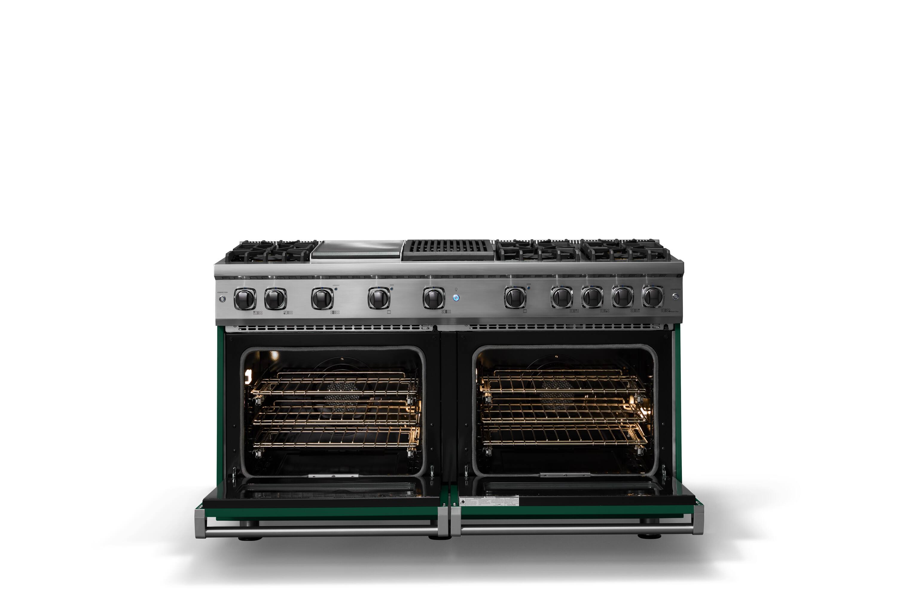 Alt View 3. Viking - 8.0 Cu. Ft. 60"W. Professional 5 Series Freestanding Double Oven Gas Convection Range - Ivy.