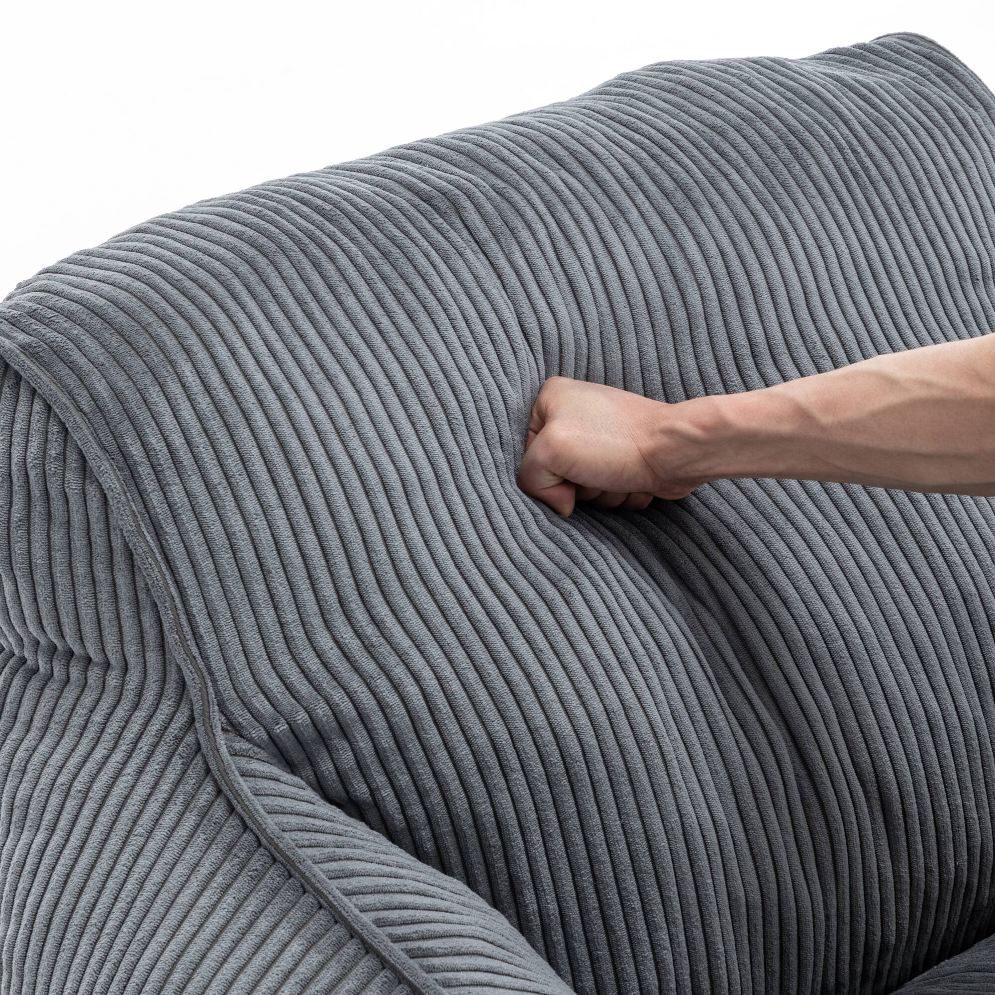 Alt View 8. GOODSILO - Large Corduroy Bean Bag Sofa Chair with Armrests and Included Filler for Living Room and Bedroom - Dark Gray.