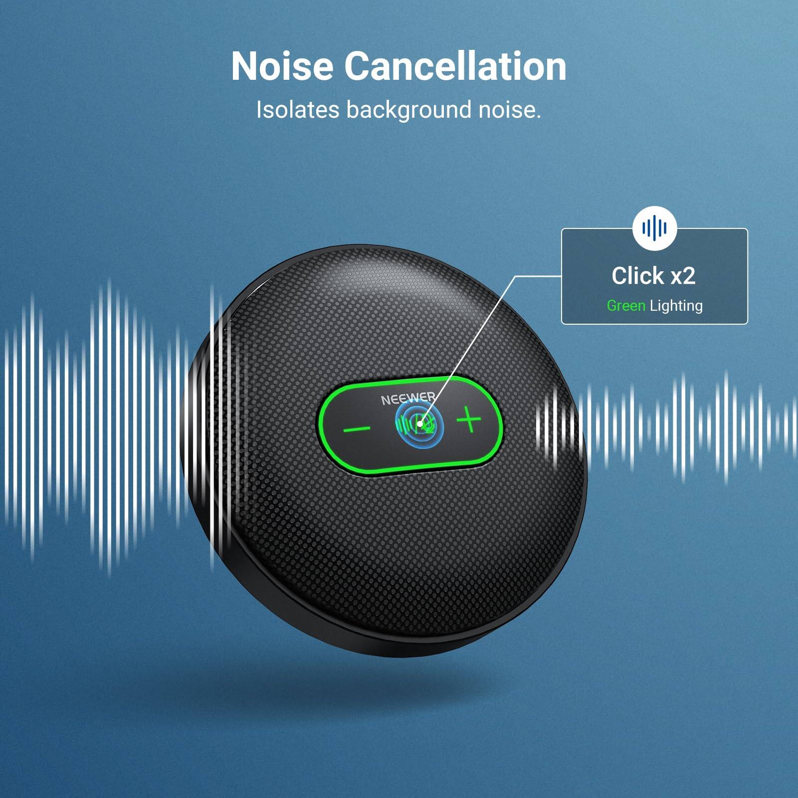 Noise Cancellation  
Isolates background noise.  

Click x2  
Green Lighting