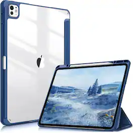 Kitcheniva - Slim Hybrid Case For iPad Pro 13 Inch M4 2024 Shockproof Protective Cover With Pencil Holder - Navy