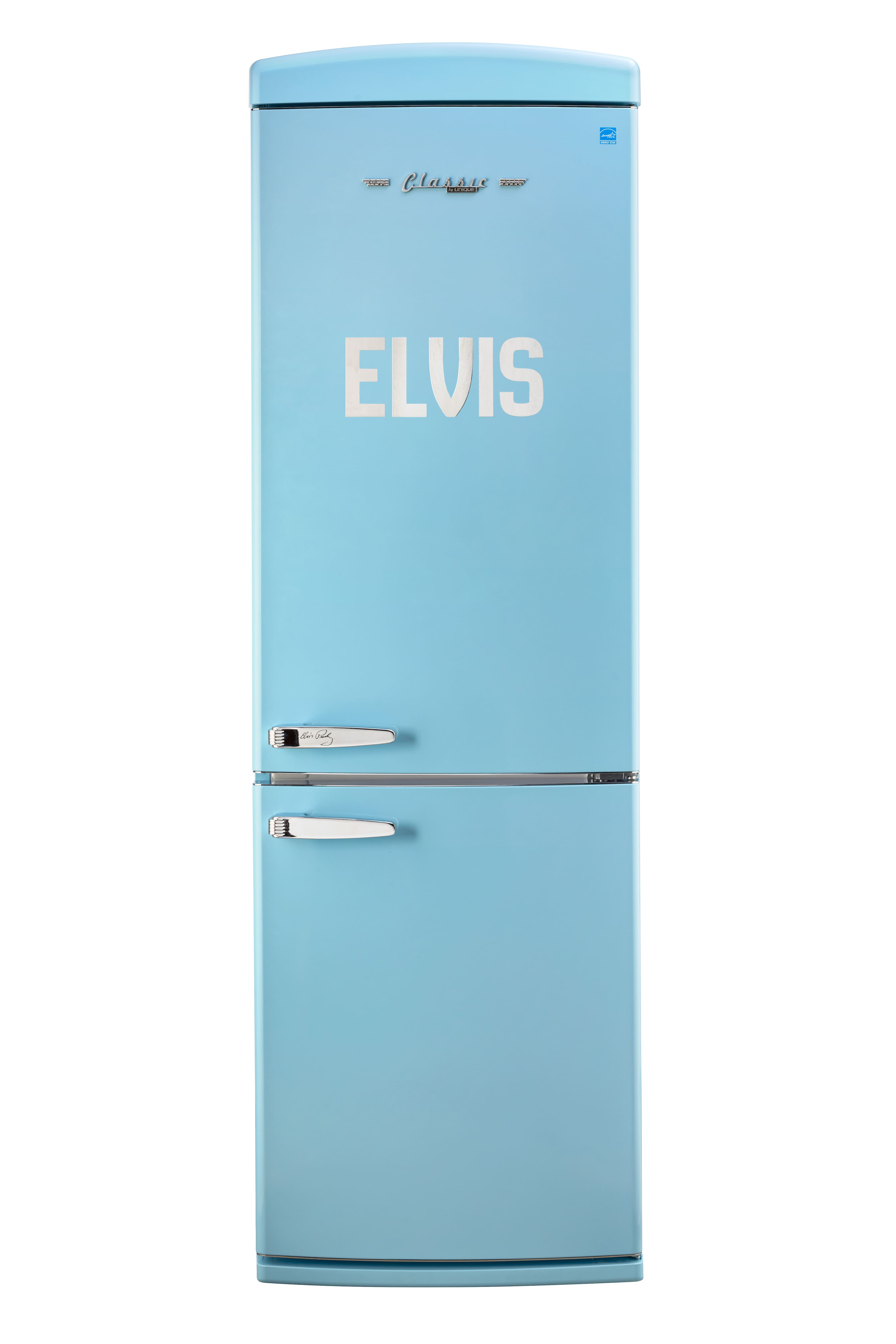 Unique Appliances - 24 in. Wide Elvis Classic Retro 12 cu ft. Counter-Depth Bottom Freezer Refrigerator - Blue Hawaii
