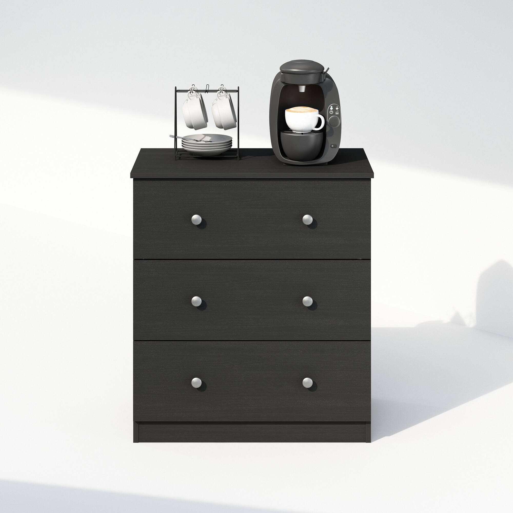 Alt View 4. Furinno - Hermite 3-Drawer Kitchen & Dining Sideboard Buffet Storage - Americano.