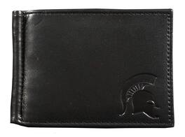 Rico Industries - Michigan State Spartans Genuine Black Leather Money Clip Wallet RFID Blocking - Multi
