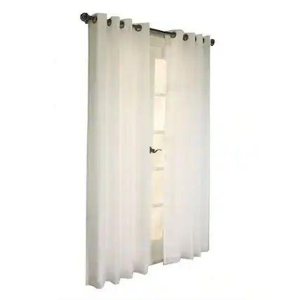 Front. Commonwealth Home Fashions - Thermavoile Rhapsody Lined European Voile Grommet Panel - 54x108" White - White.