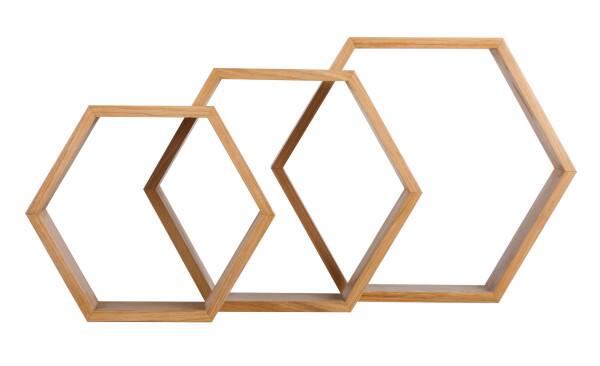 Alt View 4. Universal Expert - Universal Expert Abacus Hexagon Shelves, Set of 3, Oak - Oak.