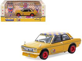 Datsun 510 "OG Beer" with Checkered Top "Hobby64" Series 1/64 Diecast Model Car by Tarmac Works - Yellow