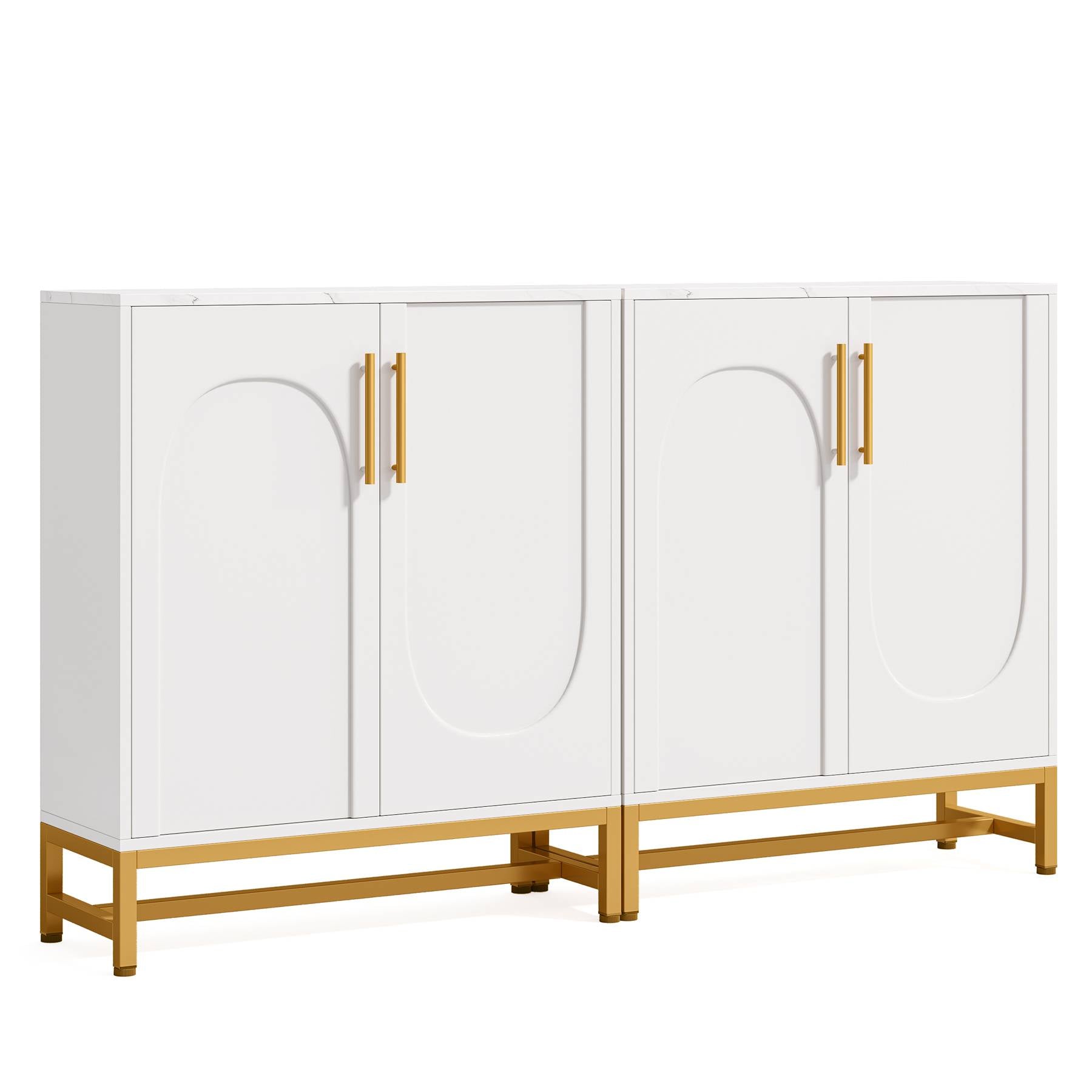 Alt View 4. Tribesigns - Office Breakroom Storage Cabinet with Metal Frame, for Organizing Items in Staff Breakrooms and Reception Areas - White.