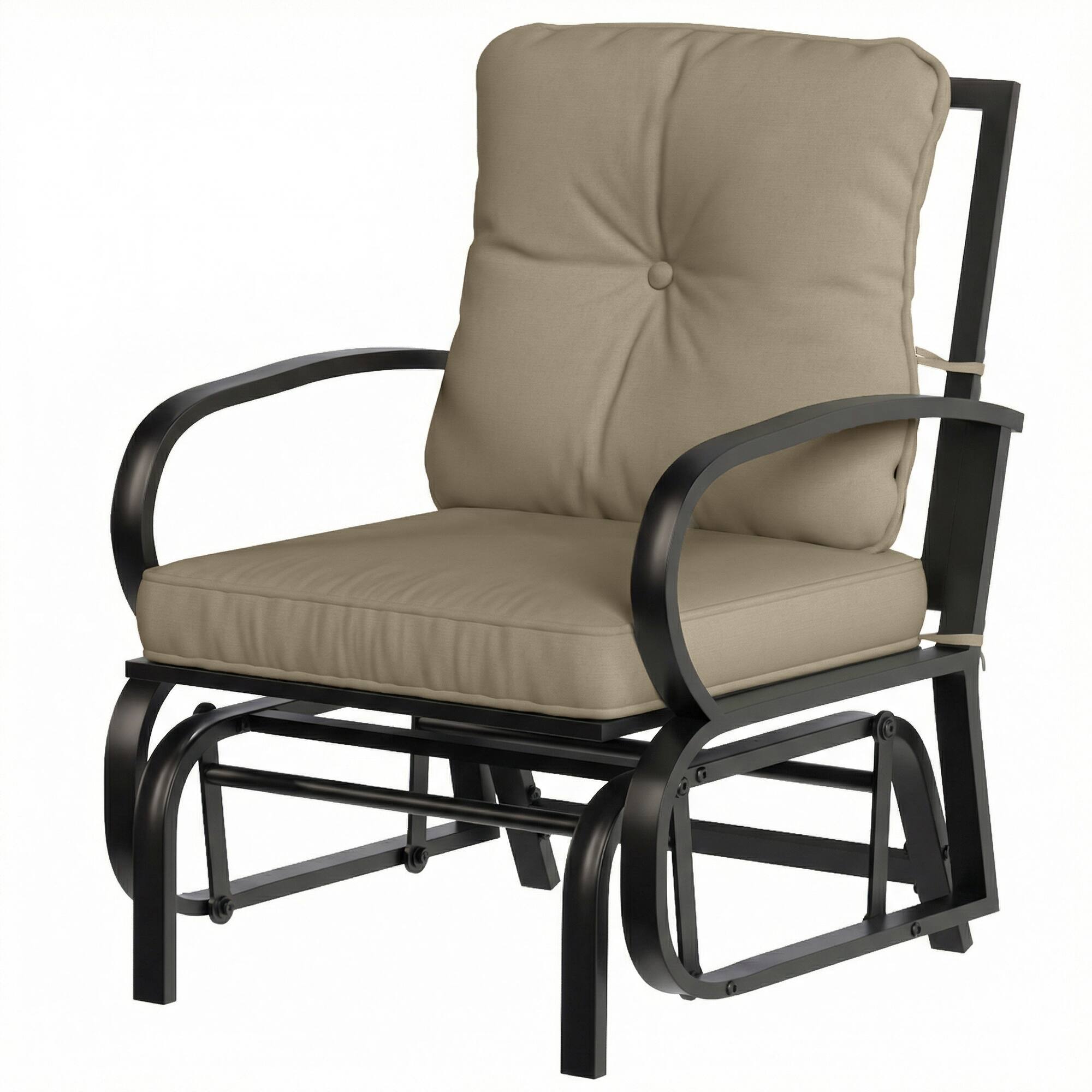 Front. Outsunny - Glider, Outdoor Glider Chair with Cushions, Steel Frame - Beige.