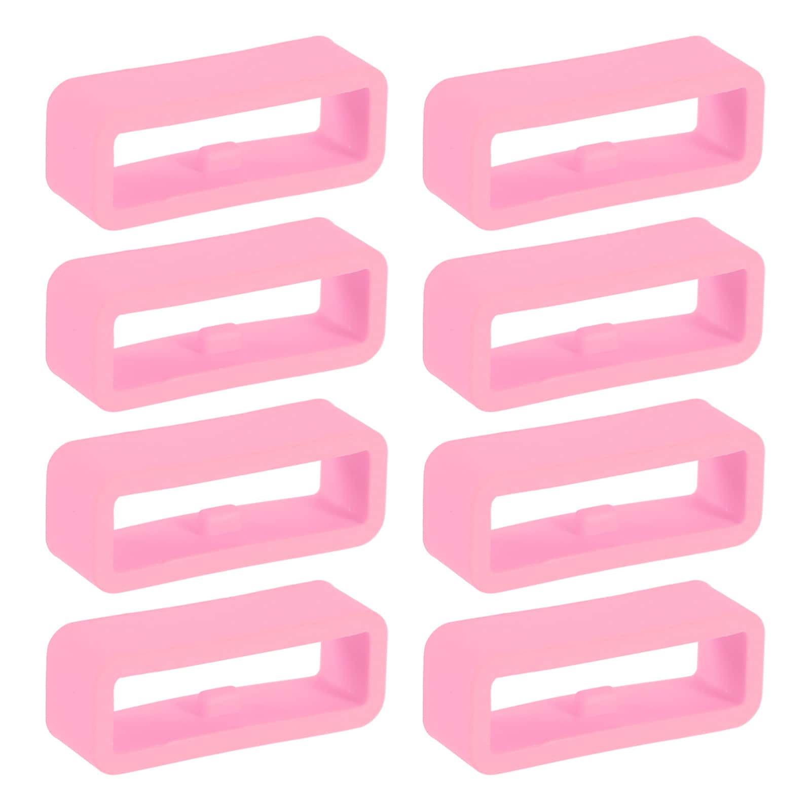 Unique Bargains - Watch Band Holder Loop, 8pcs Universal Silicone Watch Replacement Band Strap Keeper Parts for Smart Sport (20mm) - Pink