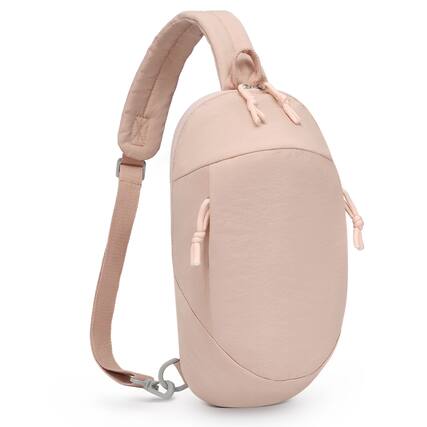 Front. Unique Bargains - Small Sling Bag with RFID Blocking Mini Fanny Pack Convertible Crossbody Anti Theft Chest Bag for Travel Hiking - Pink.