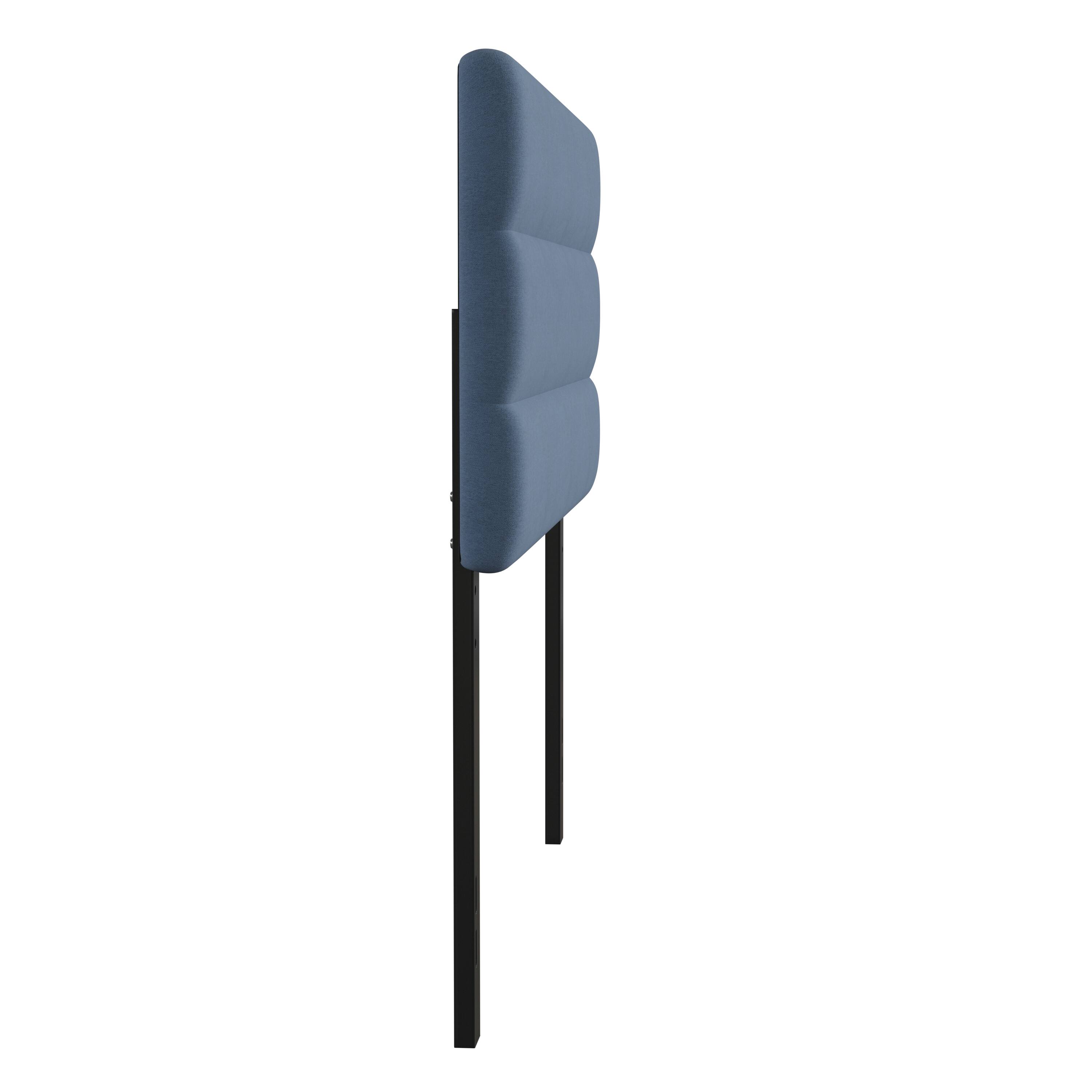 Alt View 8. Emma + Oliver - Gannon Modern Upholstered Headboard with Horizontal Line Stitching and Adjustable Height Rails - Blue.