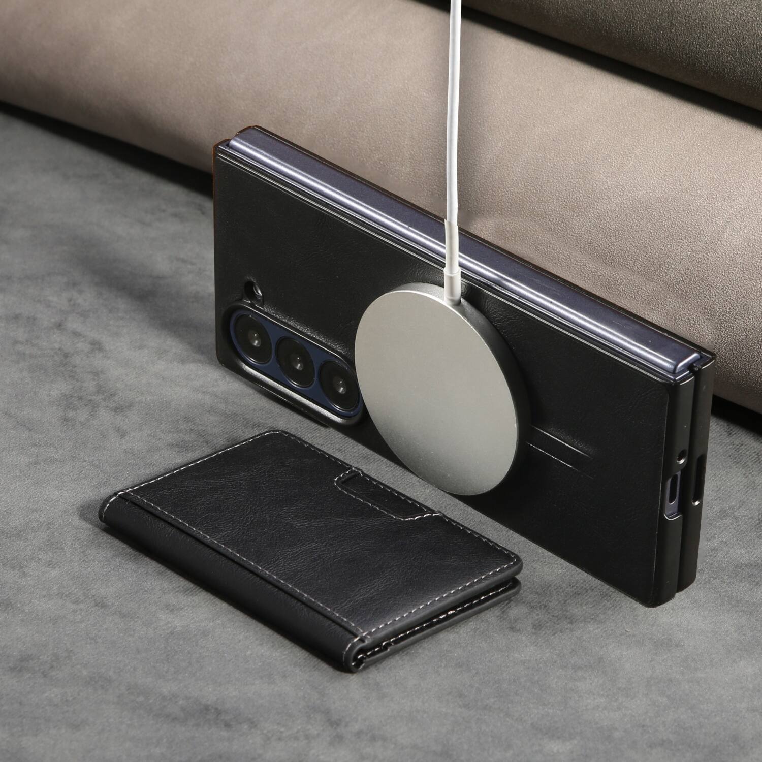 Alt View 1. Dteck - 2-in-1 Magnetic Wallet Case for Samsung Galaxy Z Fold8 Ultra Shockproof Detachable Leather Cover - Black.