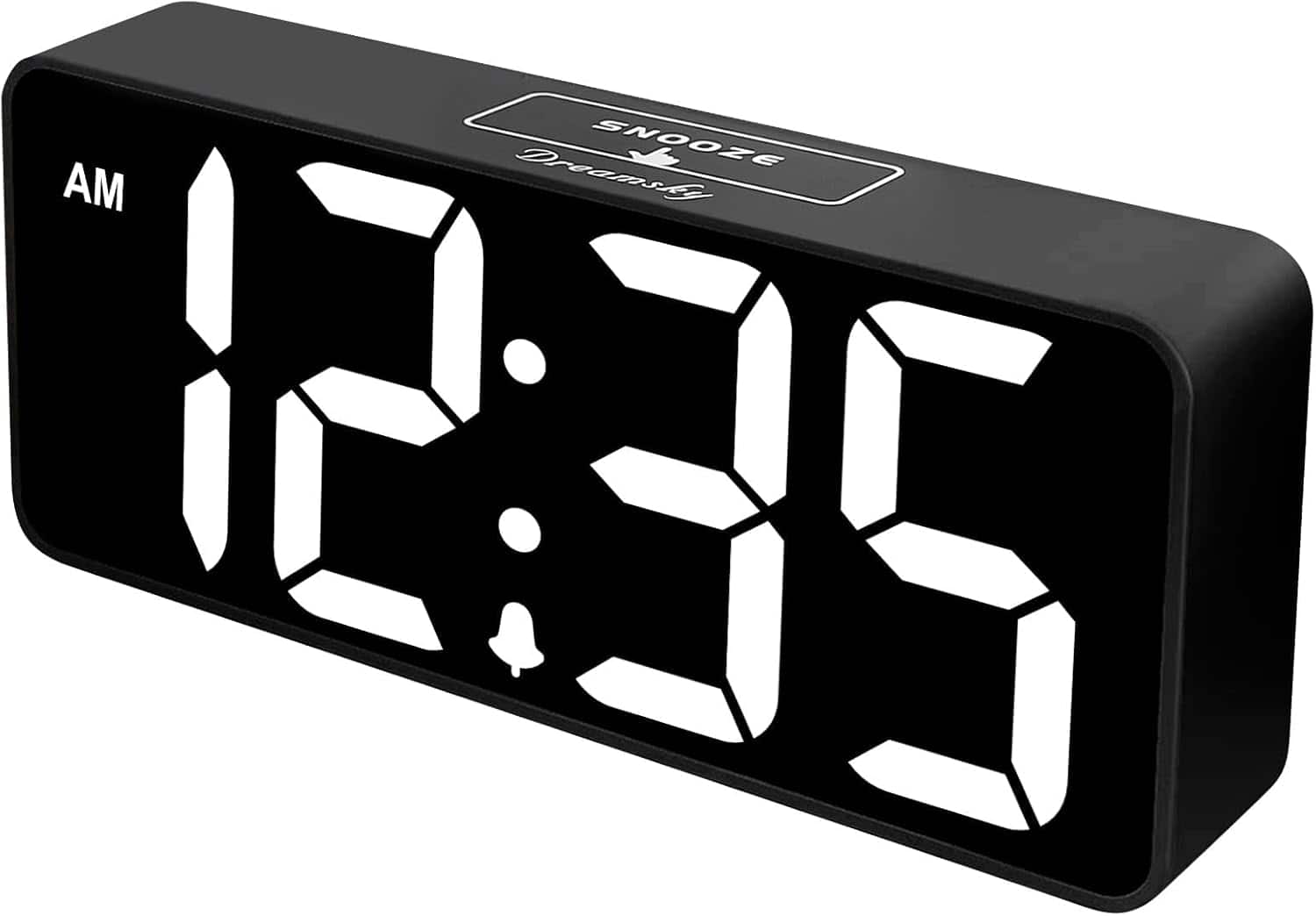FINEAK - Large Digital Alarm Clock Big Numbers Electric Clocks for Bedroom - Black Case + White Digit