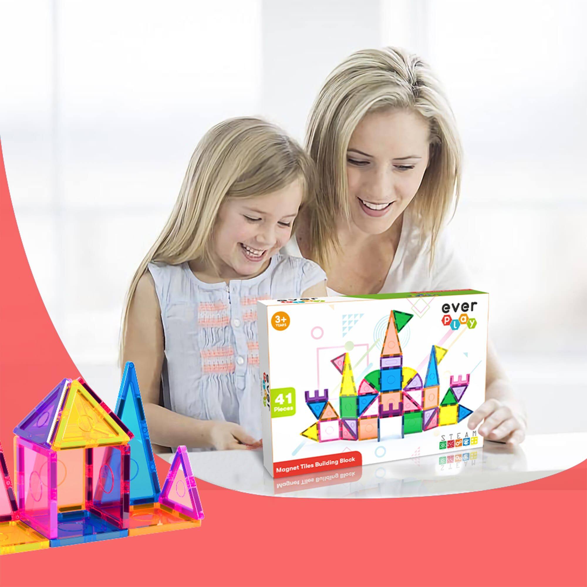 3+ ever play 41 pieces STEAM building block tiles magnet building block