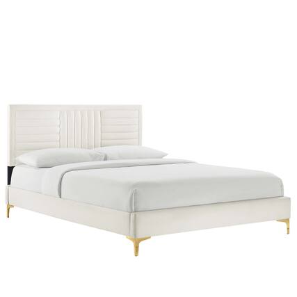 Front. Modway - Sofia Channel Tufted Performance Velvet Full Platform Bed - White.