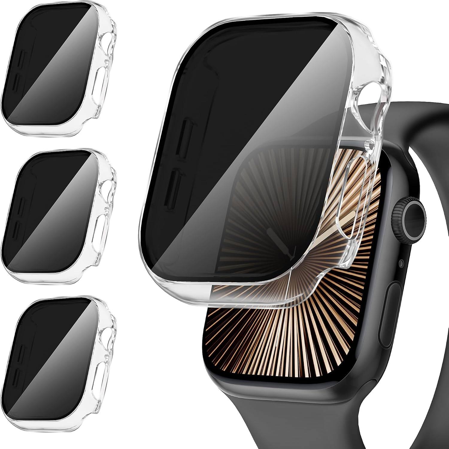 Front. Core Tech - 3-Pack Tempered Glass Protective Case for Apple Watch 42mm - Clear+Clear+Clear - Clear.