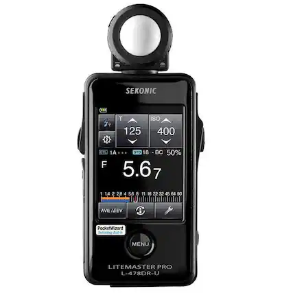 SEKONIC LITEMASTER PRO L-478DR-U
ISO 400
T 125
CTL 1A
STD 18
BC 50%
F 5.6
PocketWizard Technology Built-in
MENU
