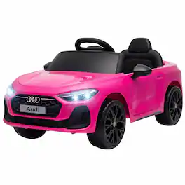 Qaba - A5L Licensed Electric Ride on Car for Kids 3-6 with Remote Control Dual Motors 4-Wheel Suspension Music - Pink