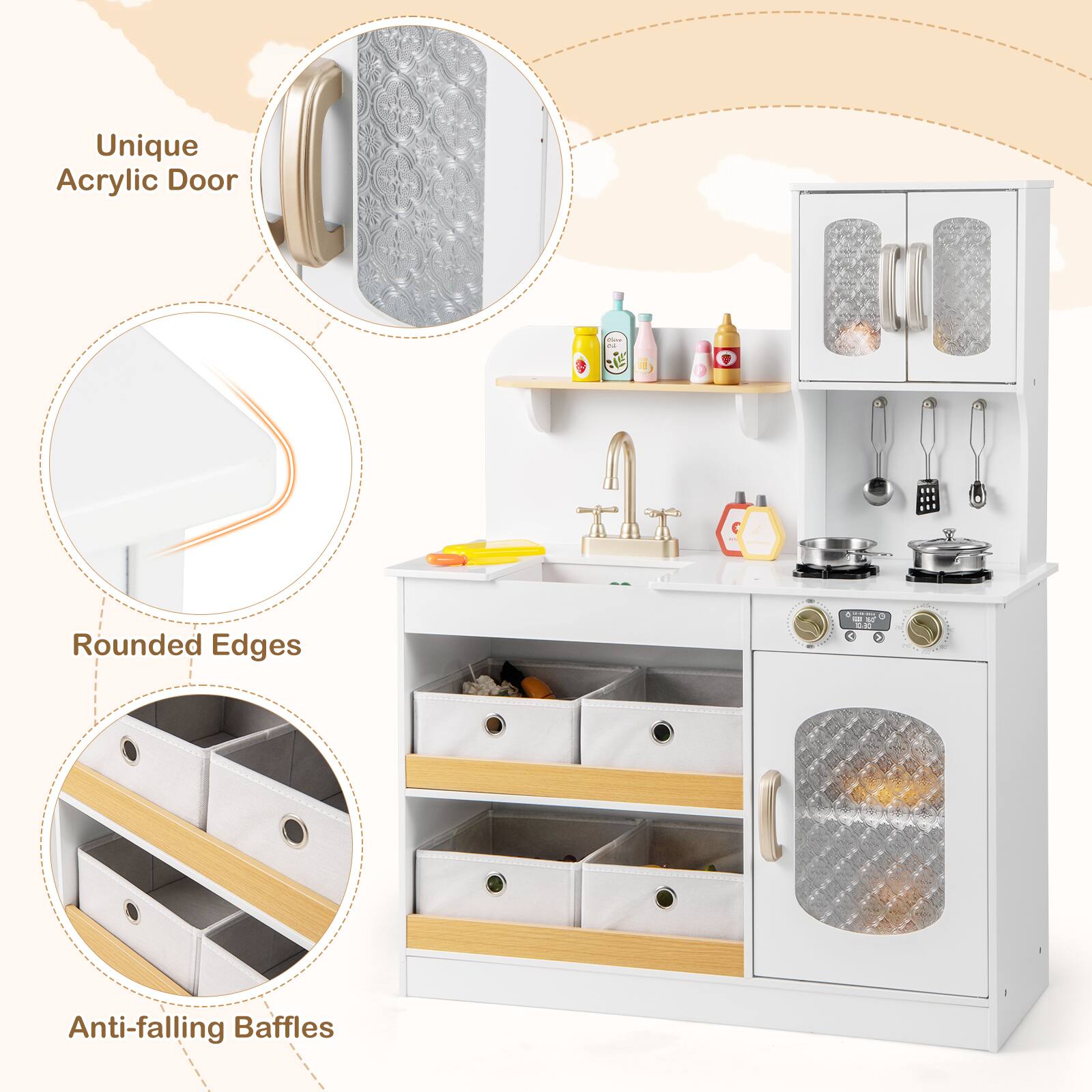 Unique Acrylic Door  
Rounded Edges  
Anti-falling Baffles