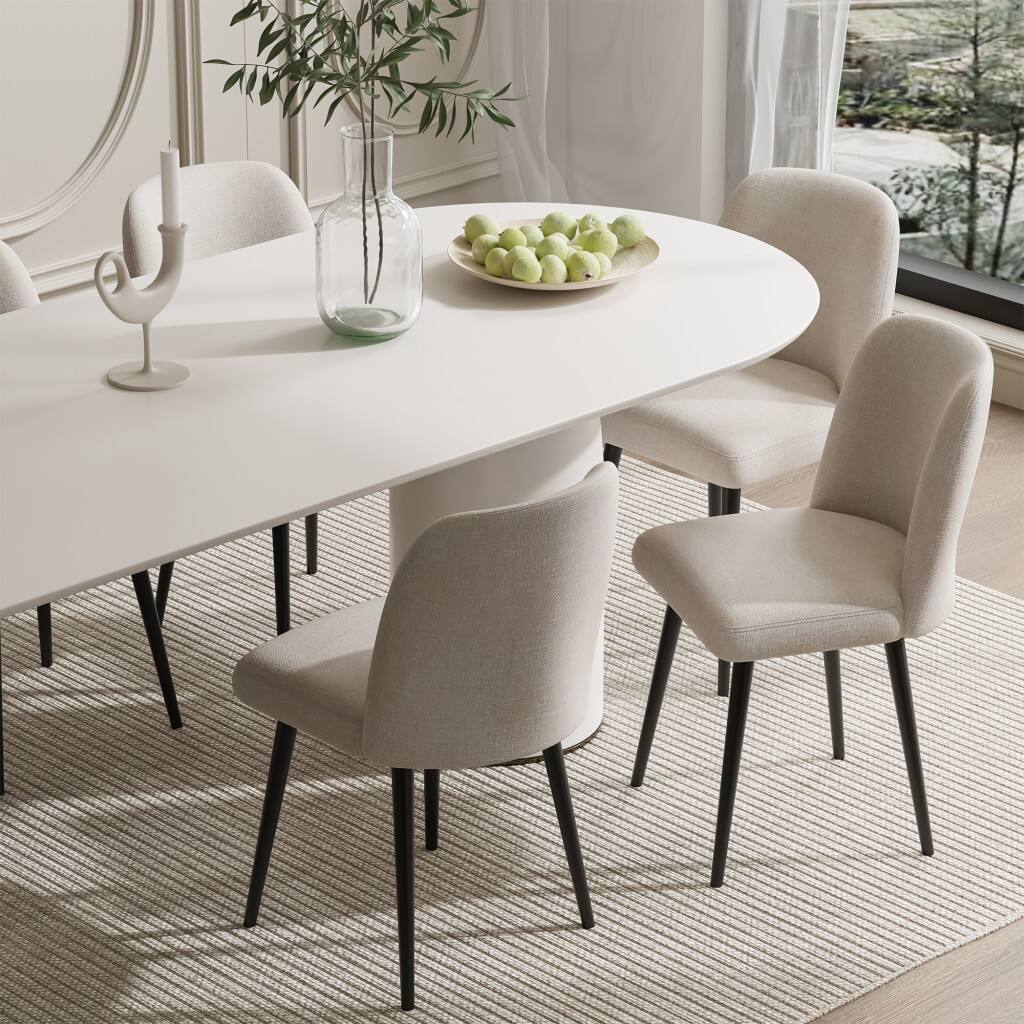Alt View 4. Hivvago - Hivvago Set of Two Upholstered Fabric Dining Side Chairs - Beige.