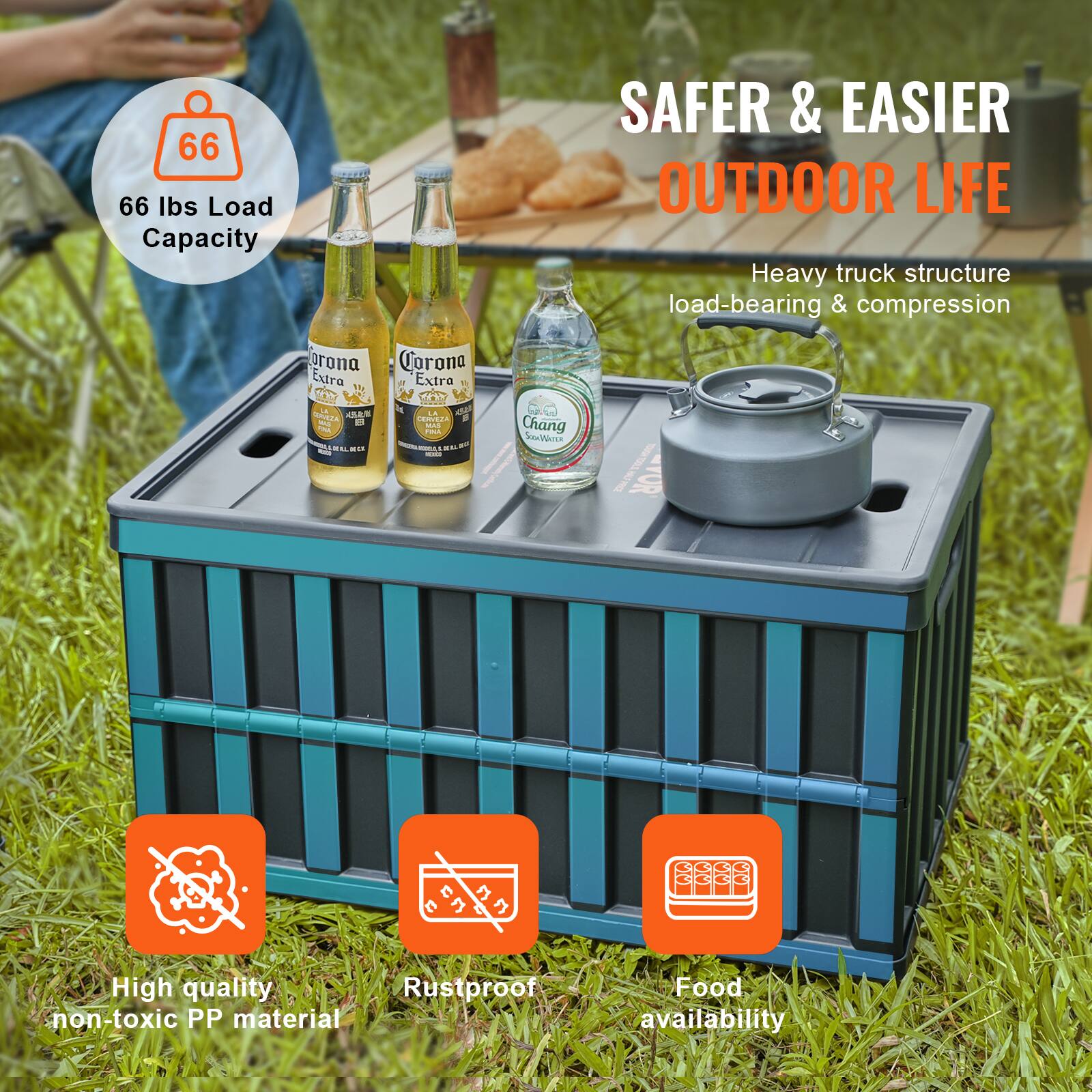 66 lbs Load Capacity

SAFER & EASIER OUTDOOR LIFE

Heavy truck structure load-bearing & compression

High quality non-toxic PP material

Rustproof

Food availability