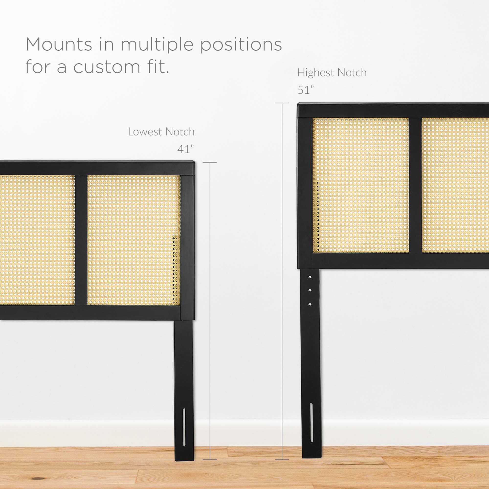 Mounts in multiple positions for a custom fit.

Highest Notch: 51"
Lowest Notch: 41"