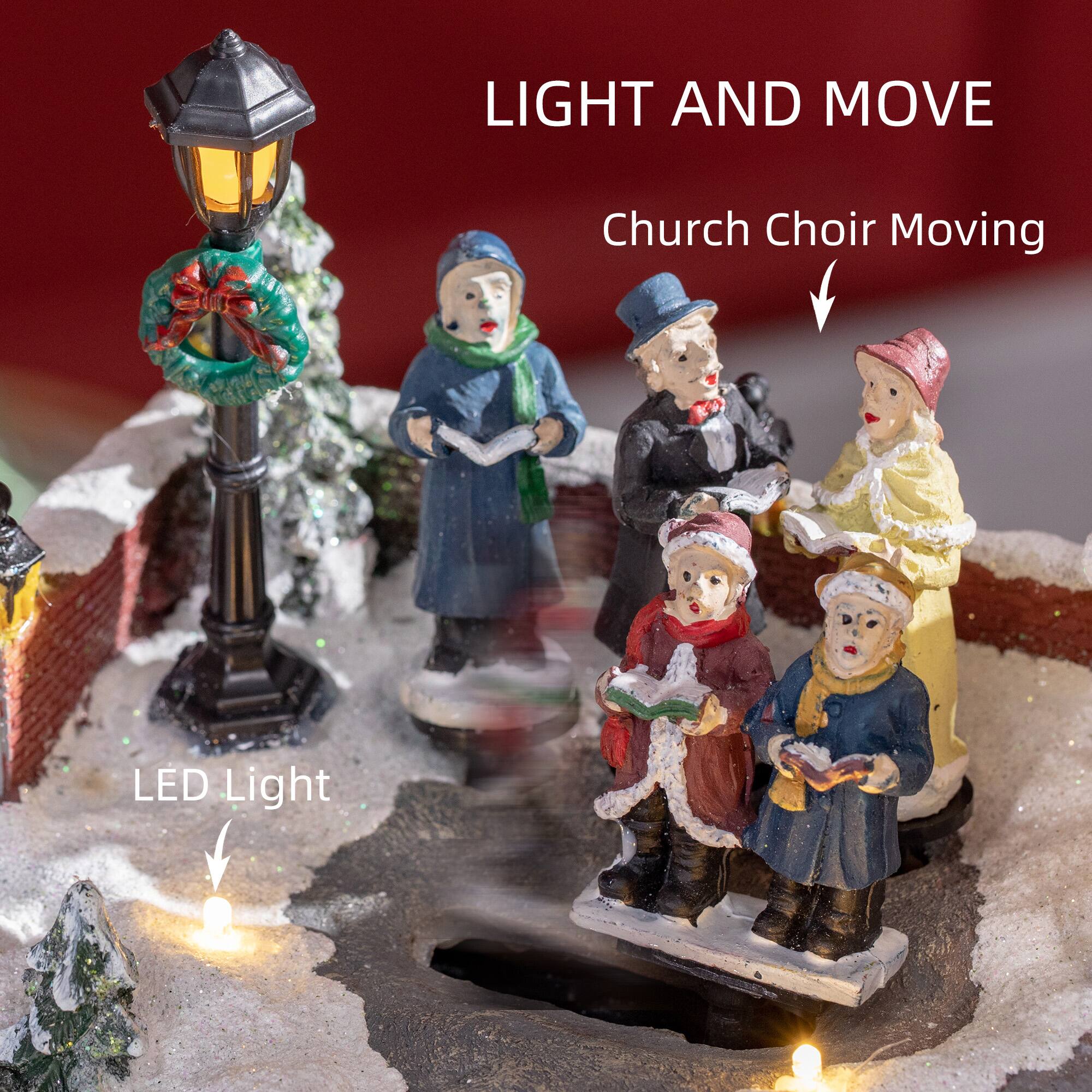 Angle. TinyHomie - HOMCOM Christmas Village Choir Animated Winter Wonderland LED Decor Battery Operated - white.