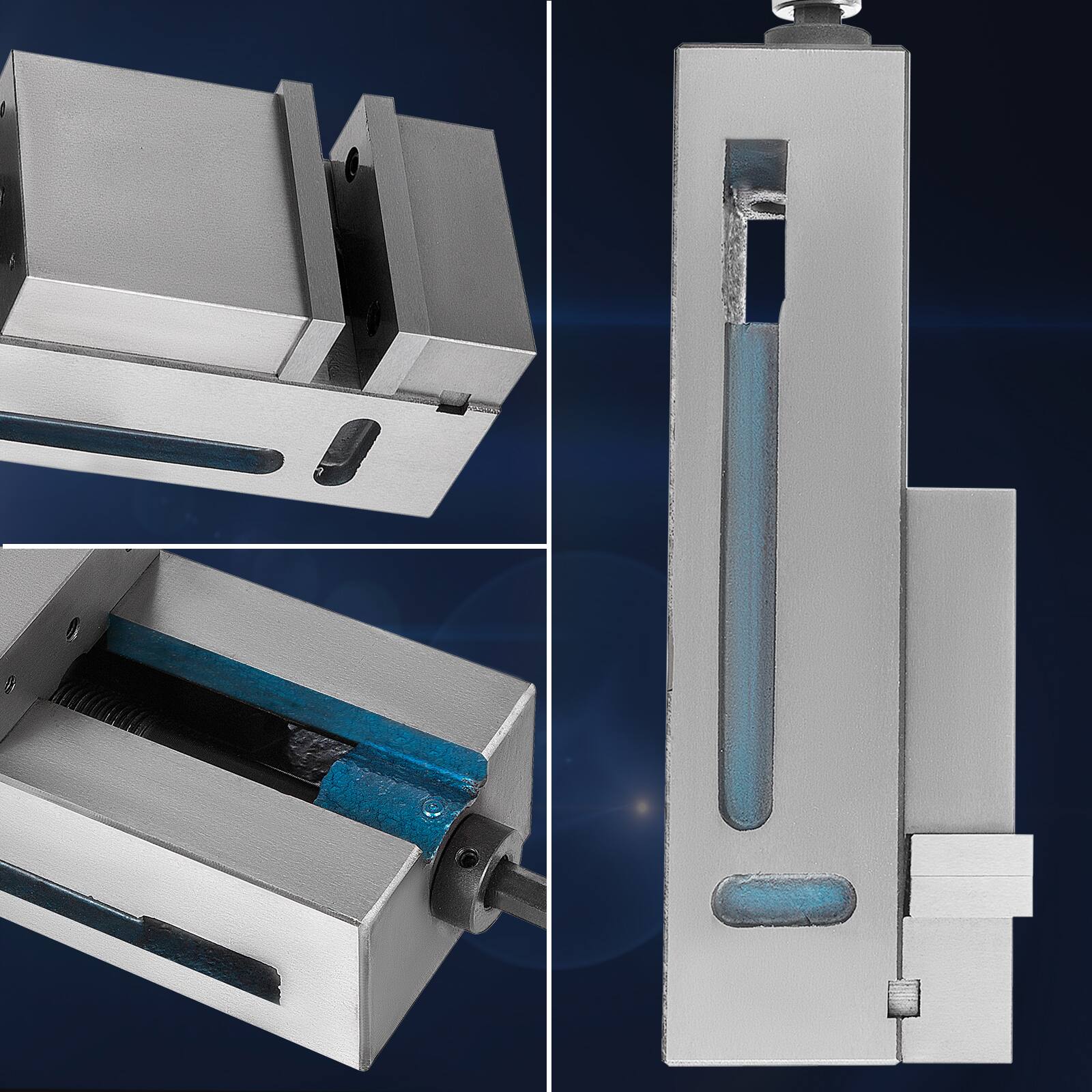 Alt View 2. VEVOR - Milling Vise 4"/100mm,Bench Clamp Vise Nodular Cast Iron Material,Clamping Vise Clamping Force 19KN Max - Sliver.