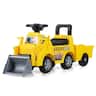 Costway - 2-in-1 Ride on Excavator with Detachable Trailer Shovel Hidden Seat Storage Music - Yellow