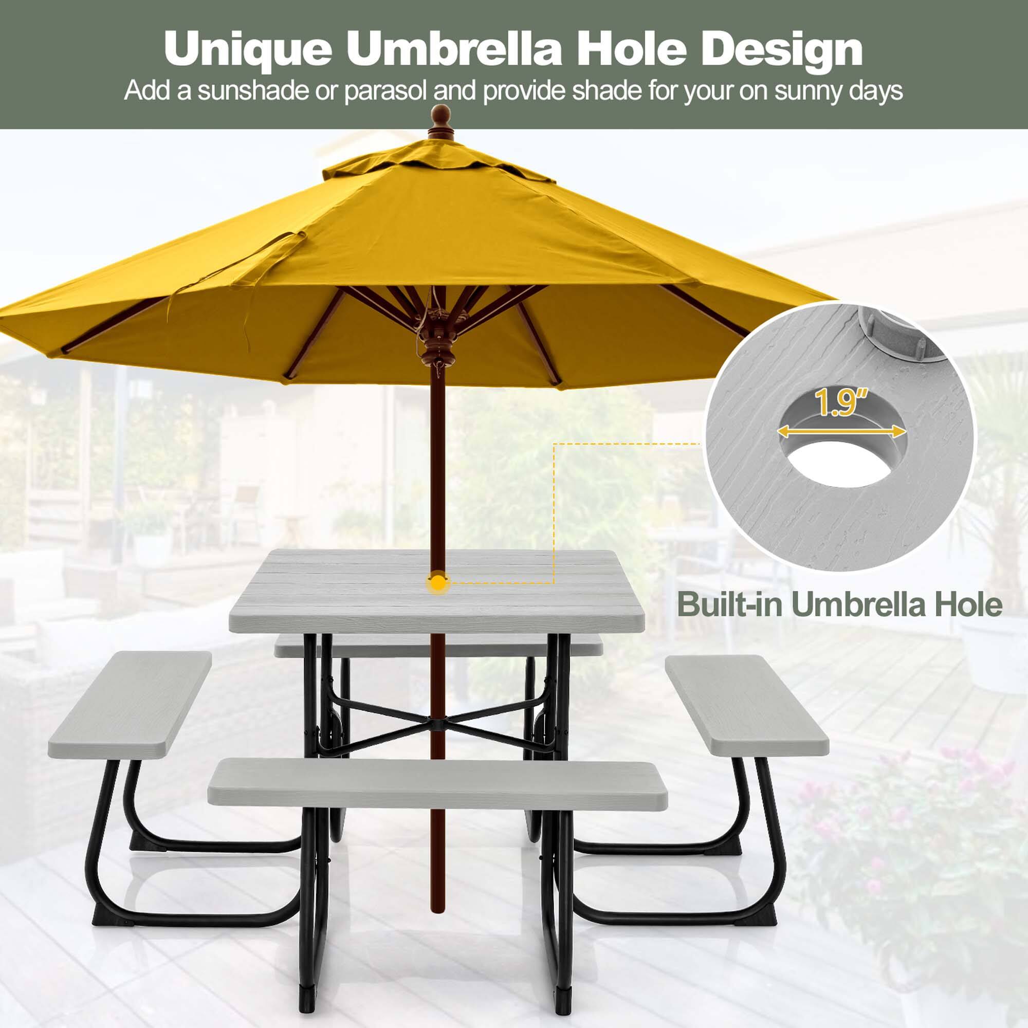 Unique Umbrella Hole Design, Add a sunshade or parasol and provide shade for your on sunny days, 1.9" Built-in Umbrella Hole